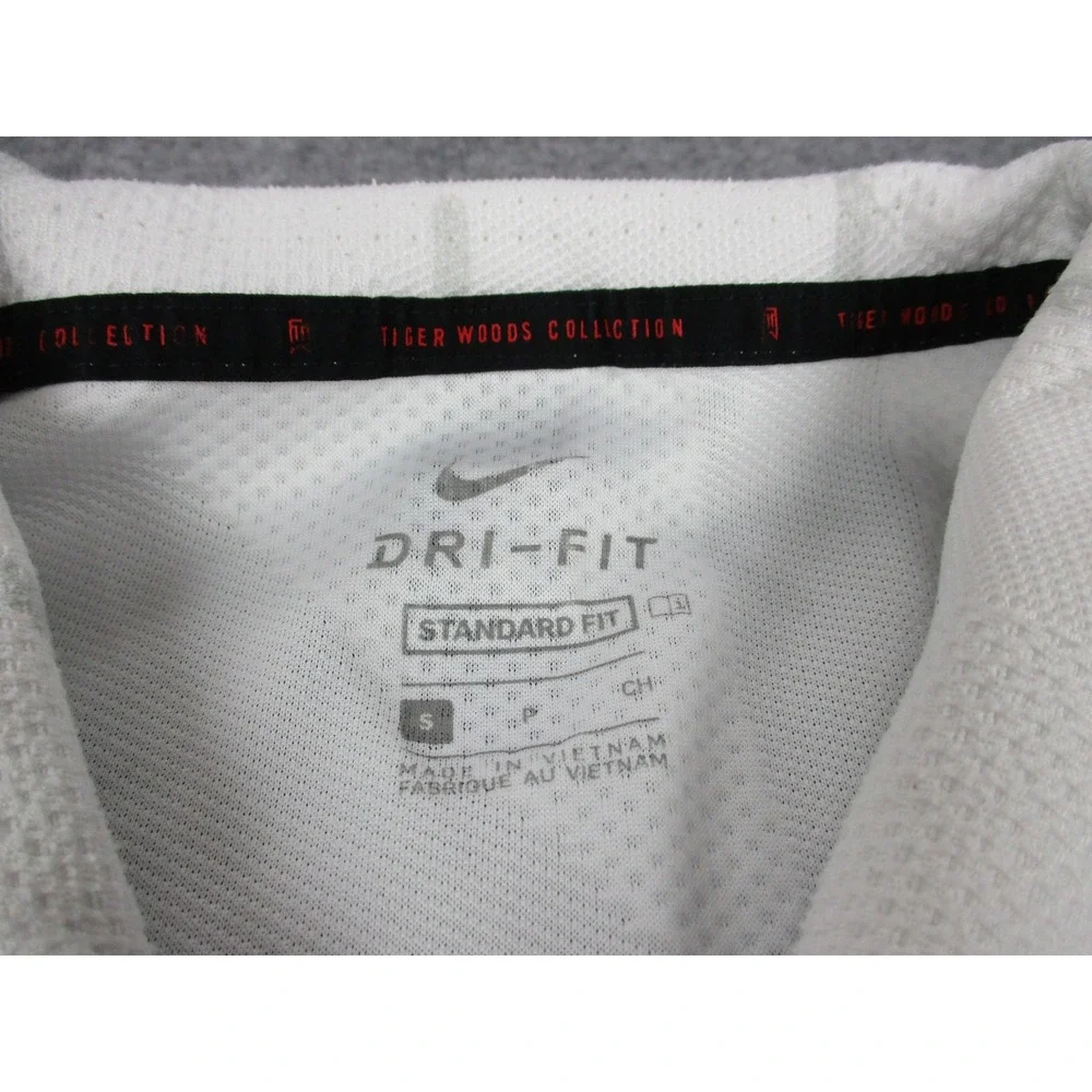 Tiger Woods Polo Shirt Mens Small White Nike Collection Dri-FIT Golf Performance